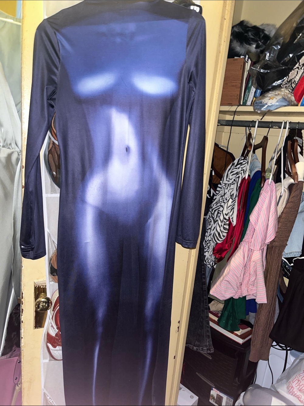 Skin tight long Body print dress